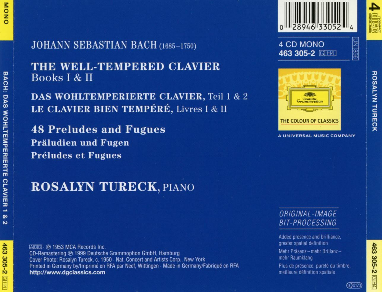 [중고] 로잘린 투렉 - Rosalyn Tureck - Bach The Well-Tempered Clavier 1 & 2 Etc 4Cds [독일발매] : 알라딘
