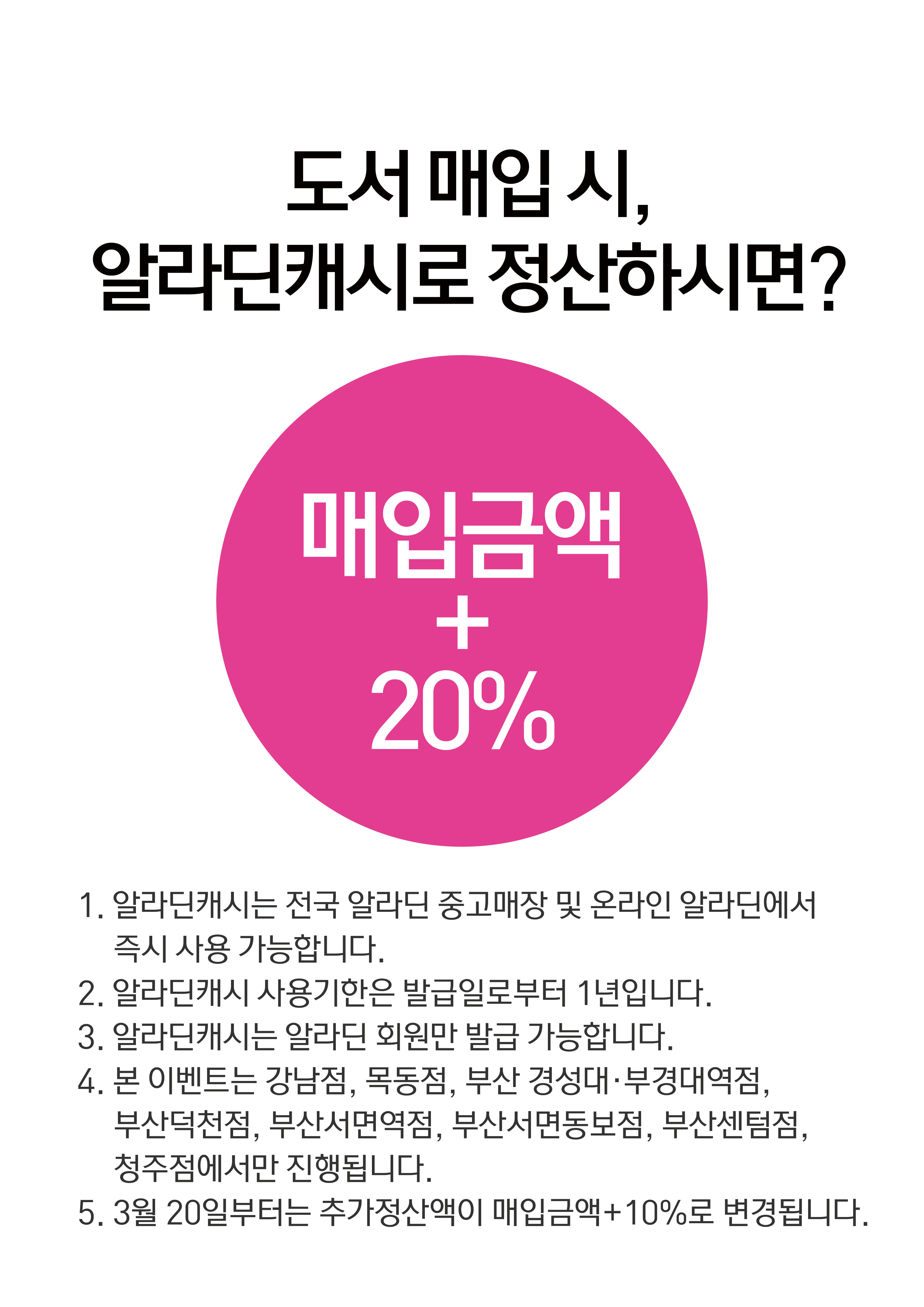 [알라딘서재]매입 후, 알라딘캐시로 정산시 20% 추가로 드립니다!