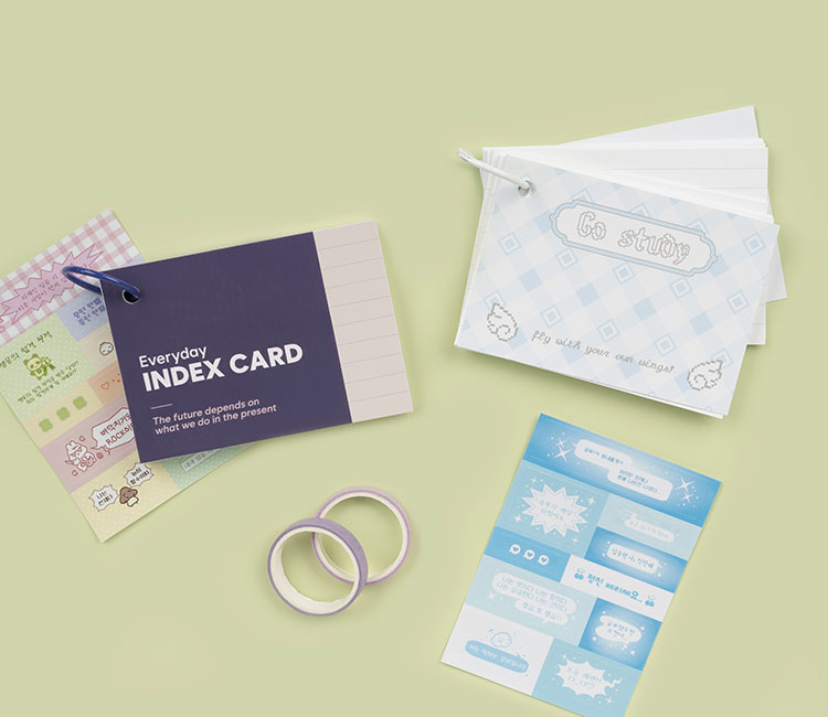 인덱스 카드 수첩 + 레터링 스티커 세트
