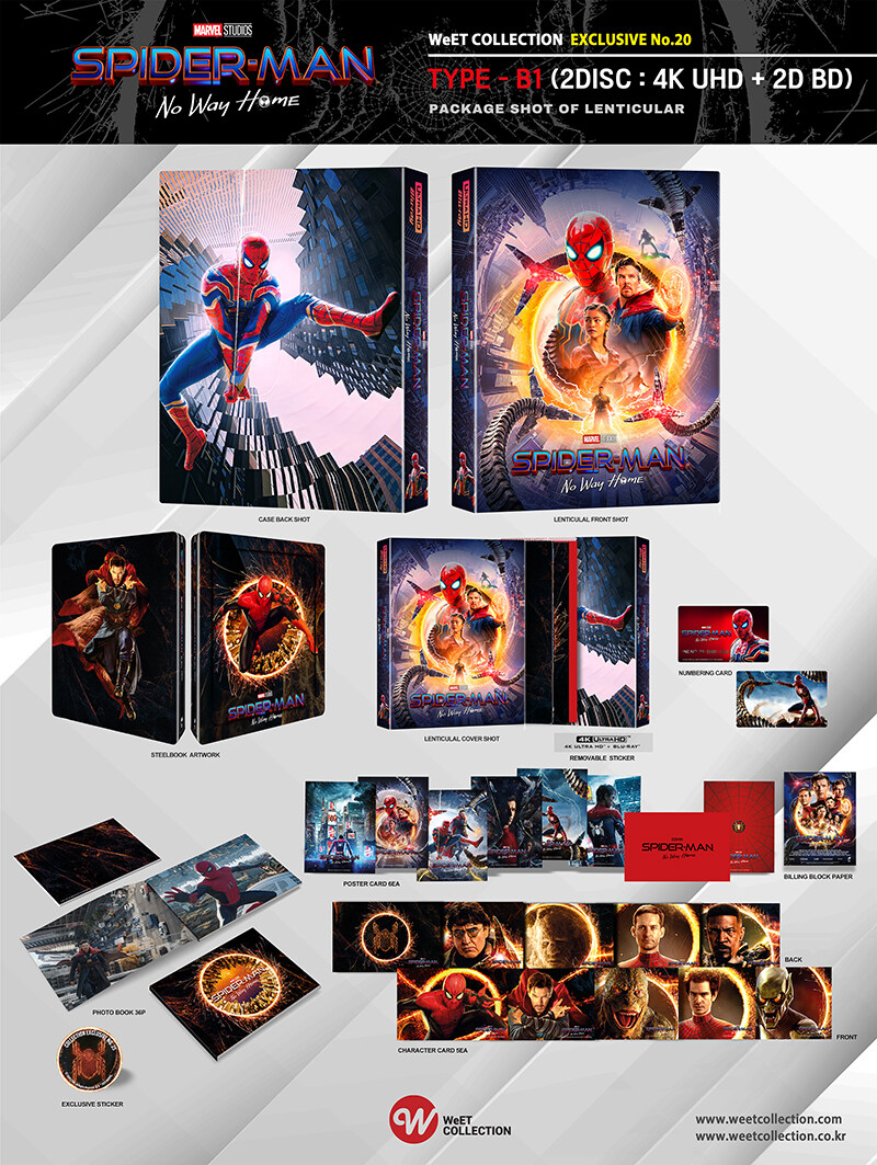 4K 블루레이] 스파이더맨 : 노 웨이 홈 - B1 렌티큘러 풀슬립 스틸북 한정판 (2disc: 4K UHD + 2D) | 존 와츠  감독, 톰 홀랜드 외 | 알라딘
