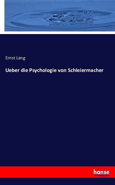 ?er Die Psychologie Von Schleiermacher (Paperback)