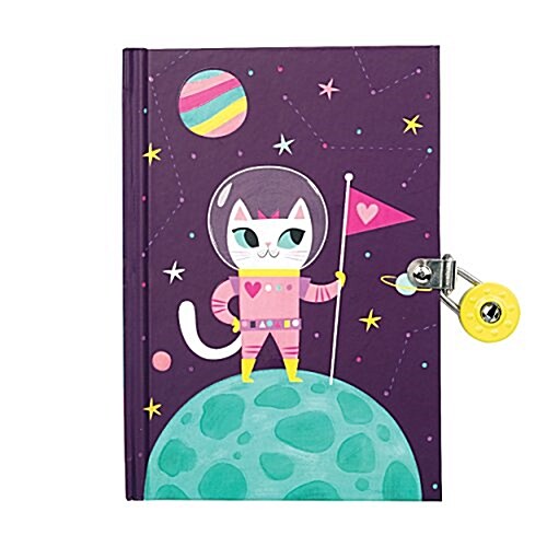 [중고] Space Cat Glow-In-The-Dark Locked Diary (Other)