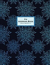 Large Address Book - Office/Desk 8.5 X 11: Blue Mandalas on Black (Paperback)