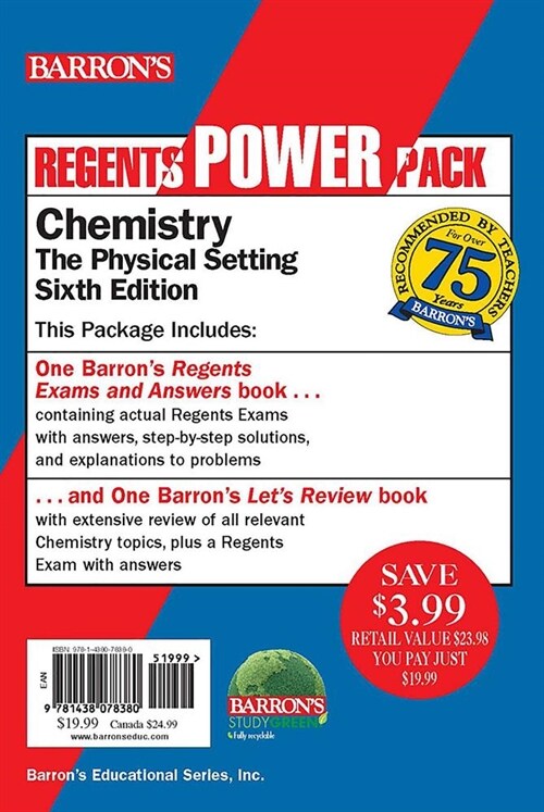 Regents Chemistry Power Pack: Lets Review Chemistry + Regents Exams and Answers: Chemistry (Paperback, 6)