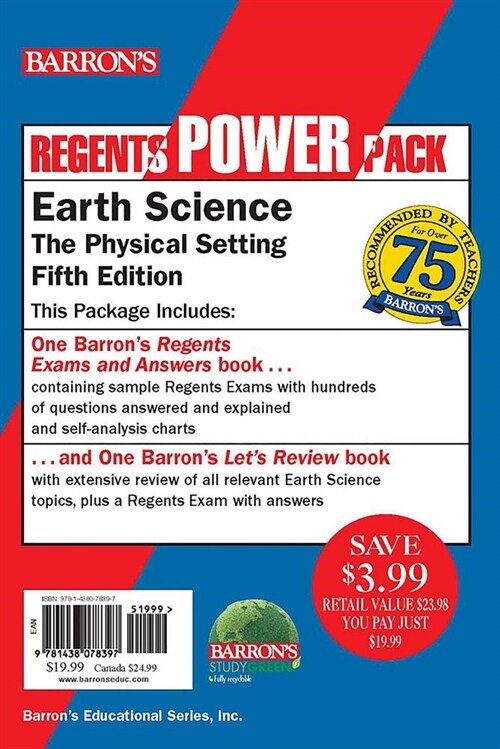 Regents Earth Science Power Pack: Lets Review Earth Science + Regents Exams and Answers: Earth Science (Paperback, 5)