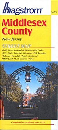 Middlesex County, Nj Map (Paperback, Poc Map)