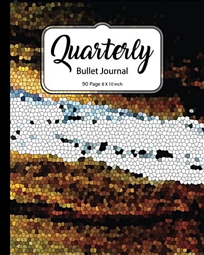 Quarterly Bullet Journal: Wave Abstract Mosaic Dot Grid, 8x10 Inch, 90 Pages: Small Journal Notebook Diary for Adults, Man, Woman and Kids (Paperback)