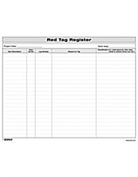 5S Red Tag Register Form (Loose-leaf)