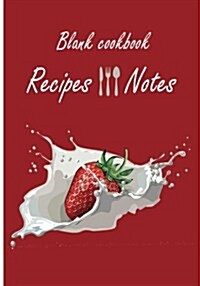 Blank cookbook: Recipes & Notes: 7x10 Red strawberry with 100 pages blank recipe paper for jotting down your recipes (Paperback)