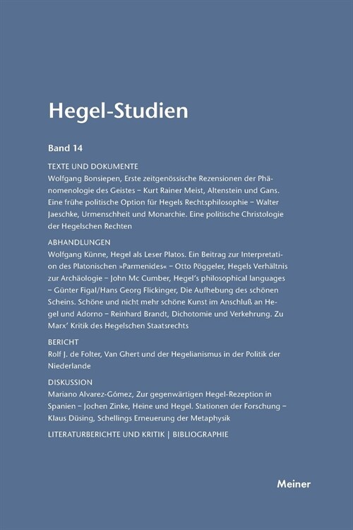 Hegel-Studien / Hegel-Studien (Paperback)