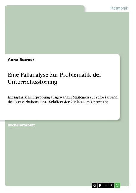 Eine Fallanalyse zur Problematik der Unterrichtsst?ung: Exemplarische Erprobung ausgew?lter Strategien zur Verbesserung des Lernverhaltens eines Sch (Paperback)