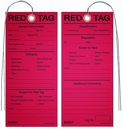 Lean Healthcare 5s Red Tags (Loose Leaf)