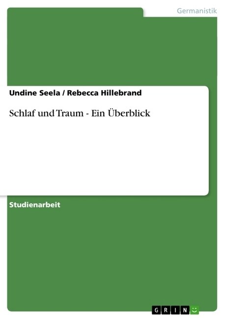 Schlaf und Traum - Ein ?erblick (Paperback)