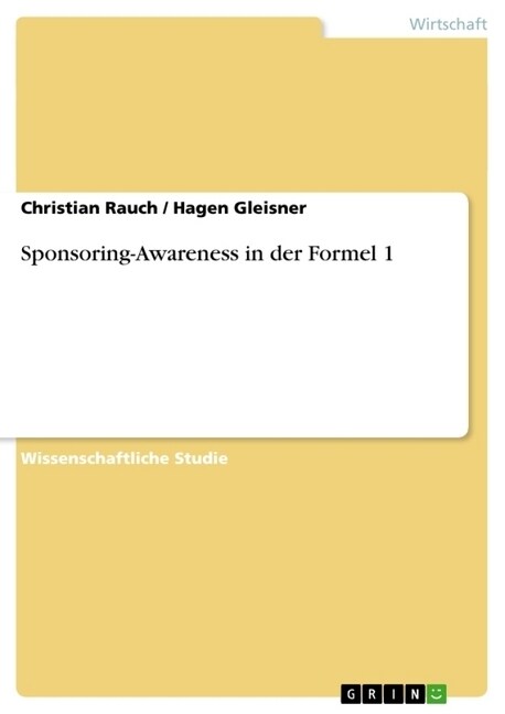 Sponsoring-Awareness in Der Formel 1 (Paperback)