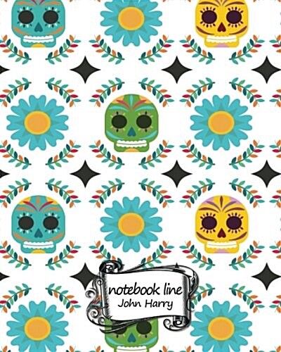 Journal Notebook Diary: Day of the Dead Pattern: Notebook Journal Diary, 120 Lined Pages, 8 X 10 (Paperback)