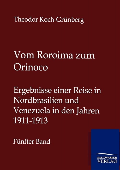 Vom Roroima Zum Orinoco (Paperback)