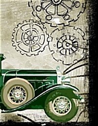 Giant-Sized Notebook: Antique Automobile Cover Design Notebook/Journal with 600 Lined & Numbered Pages (8.5 X 11/300 Sheets) (Paperback)