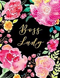 Boss Lady (Journal, Diary, Notebook): Pink Black Floral Watercolor Journal, Large 8.5 X 11 Softcover (Paperback)