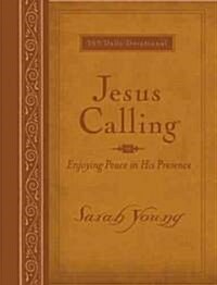 Jesus Calling, Large Text Brown Leathersoft, with Full Scriptures: Enjoying Peace in His Presence (a 365-Day Devotional) (Imitation Leather, Large Deluxe)