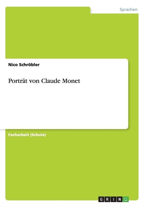 Portr? von Claude Monet (Paperback)