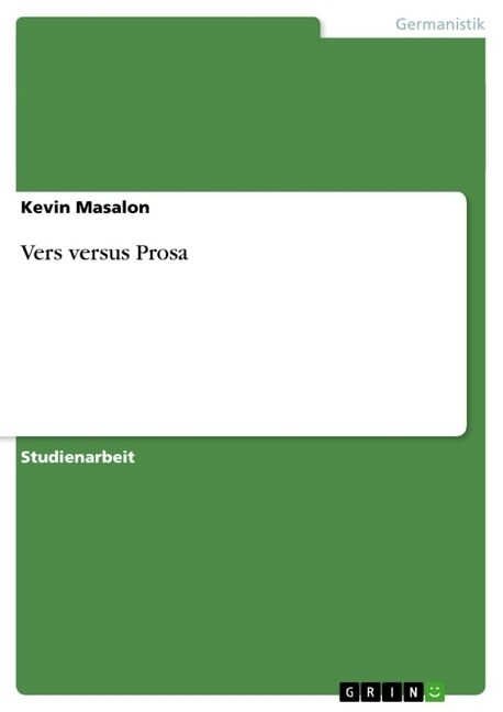 Vers Versus Prosa (Paperback)