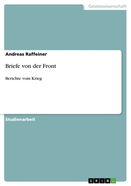 Briefe Von Der Front (Paperback)