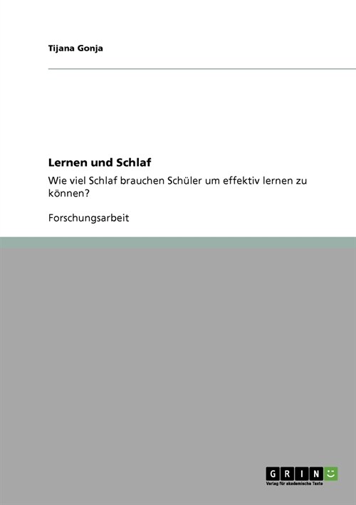 Lernen Und Schlaf (Paperback)