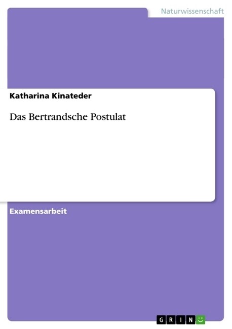 Das Bertrandsche Postulat (Paperback)