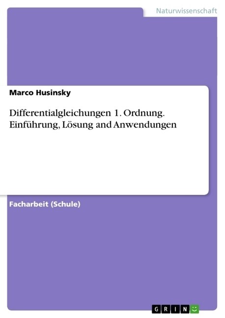 Differentialgleichungen 1. Ordnung. Einf?rung, L?ung and Anwendungen (Paperback)