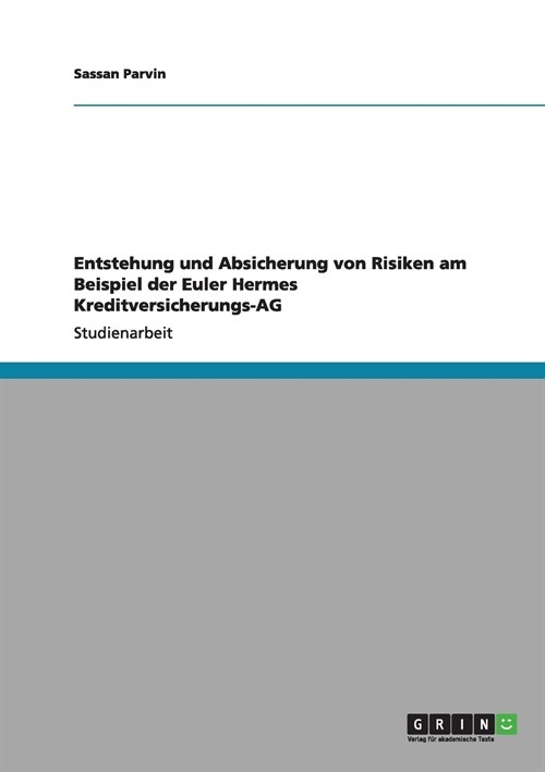 Entstehung Und Absicherung Von Risiken Am Beispiel Der Euler Hermes Kreditversicherungs-AG (Paperback)