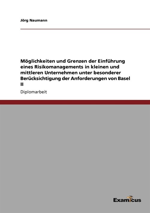 M?lichkeiten und Grenzen der Einf?rung eines Risikomanagements in kleinen und mittleren Unternehmen unter besonderer Ber?ksichtigung der Anforderun (Paperback)