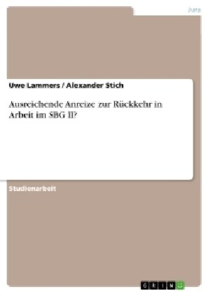 Ausreichende Anreize zur R?kkehr in Arbeit im SBG II? (Paperback)