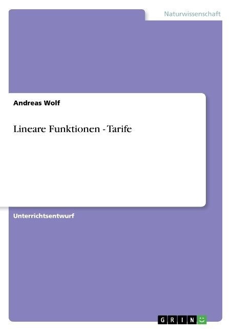 Lineare Funktionen - Tarife (Paperback)