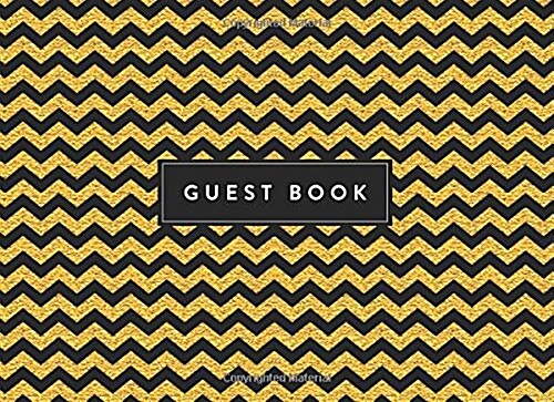 Black and Gold Chevron Guest Book (Paperback, GJR)