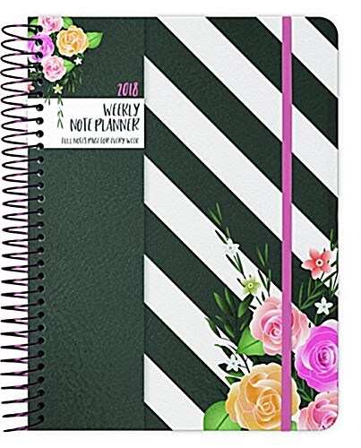 Floral Stripes 2018 Weekly Note Planner (Calendar, Engagement)