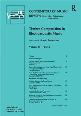 Timbre Composition in Electroacoustic Music (Paperback)