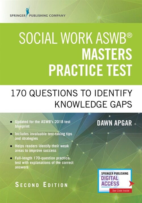 Social Work Aswb Masters Practice Test: 170 Questions to Identify Knowledge Gaps (Book + Digital Access) (Paperback, 2)