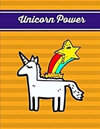 Unicorn Power: Orange Unicorn Notebook, Journal, Diary (Composition Book Journal) (Large, 8.5x11 In.) (Paperback)