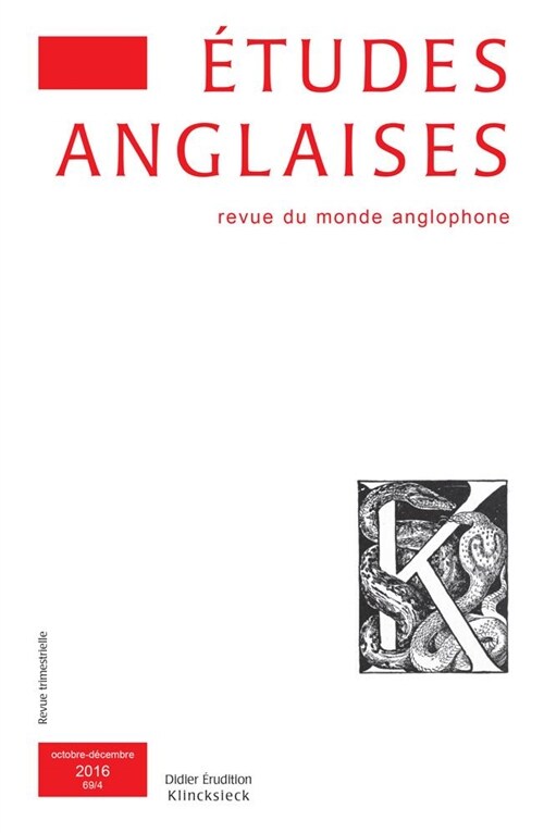 Etudes Anglaises - No4/2016 (Paperback)
