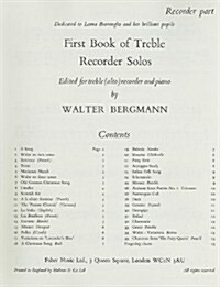 First Book of Treble Recorder Solos (Paperback)