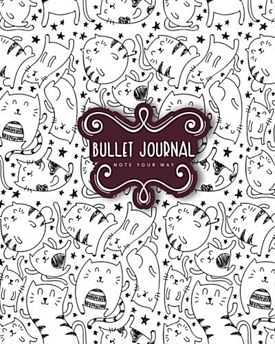 Bullet Journal Blank for 90 Days, Cat Doodles Catoon Numbered Pages Quarterly Journal Diary,: Large Bullet Journal 8x10 with 150 Blank Pages with Numb (Paperback)