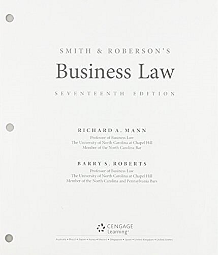 Smith and Roberson뭩 Business Law + Lms Integrated Mindtap Business Law, 1 Term - 6 Months Access Card (Loose Leaf, 17th, PCK)