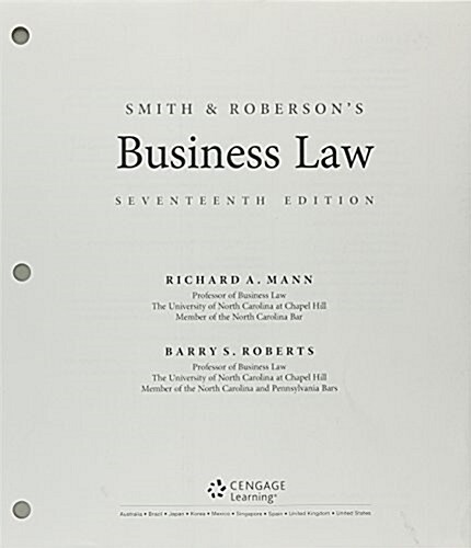 Bundle: Smith and Robersons Business Law, Loose-Leaf Version, 17th + Mindtap Business Law, 1 Term (6 Months) Printed Access Card (Other, 17)