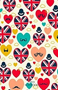 London Notebook: London Souvenir, Medium White Note Pad with Colourful Hearts, 100 Lined Pages (Paperback)