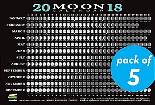 2018 Moon Calendar Card (5-Pack): Lunar Phases, Eclipses, and More! (Other)