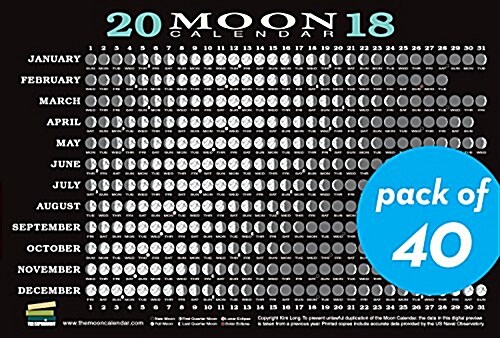 2018 Moon Calendar Card (40-Pack): Lunar Phases, Eclipses, and More! (Other)