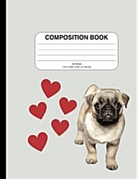 Composition Book: Pug Design, Blank Inside (Paperback)