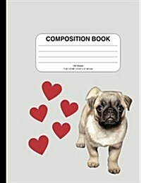 Composition Book: Pug Design, Wide Ruled (Paperback)