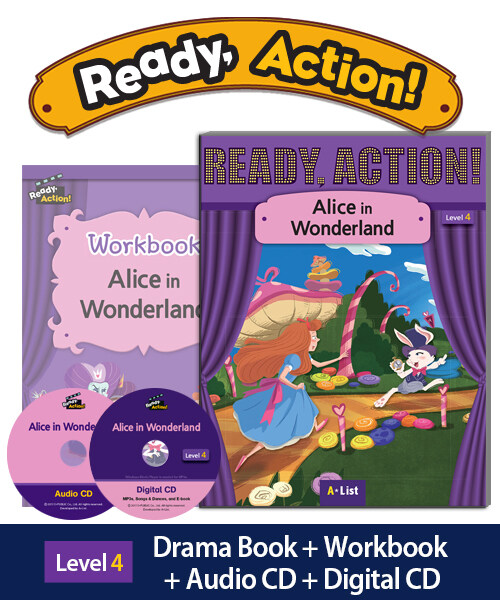Ready Action Level 4 : Alice in Wonderland (Student Book with CDs + Workbook, 2nd Edition)
