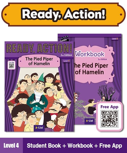 Ready Action Level 4 : The Pied Piper of Hamelin (Student Book + App QR + Workbook, 2nd Edition)